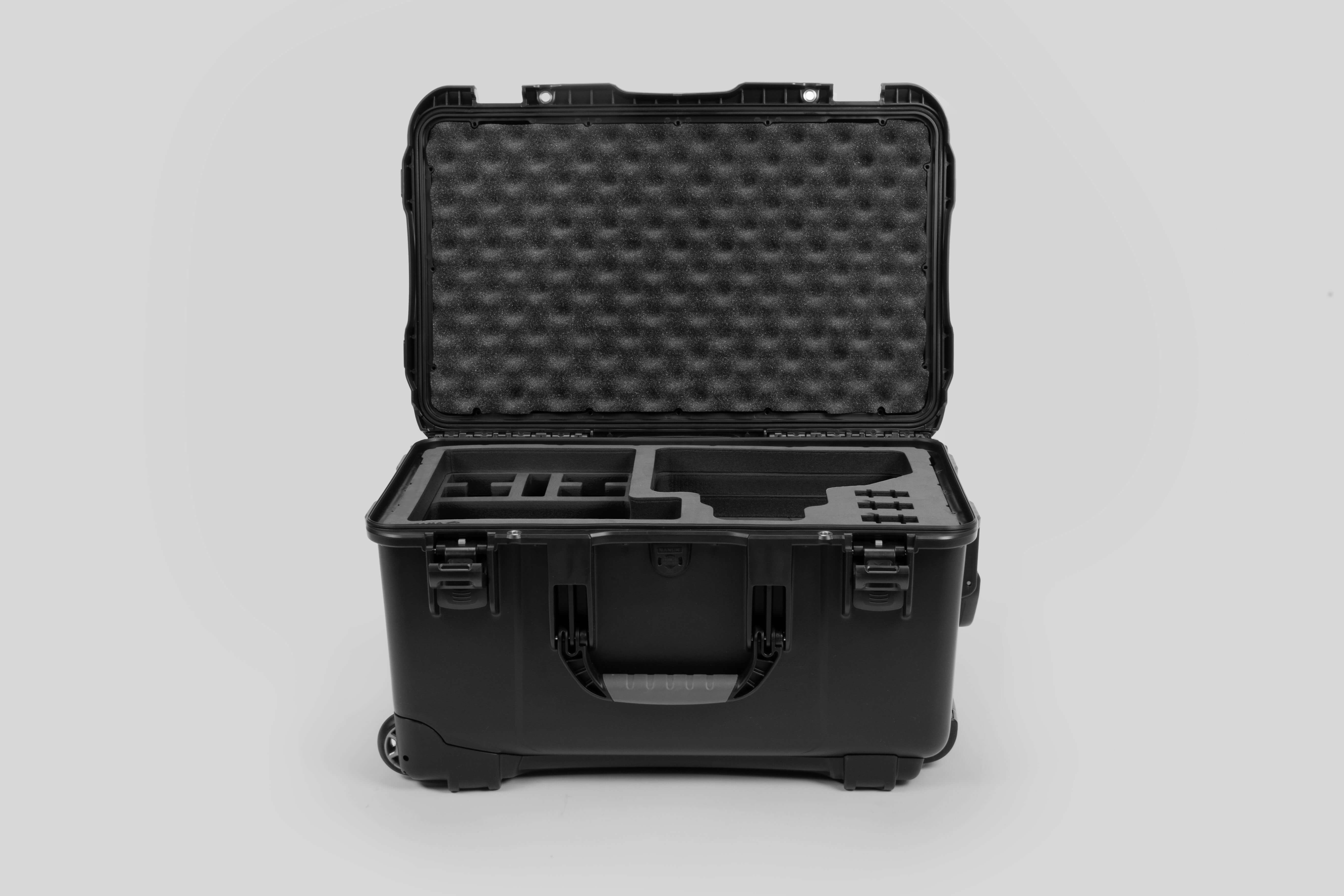 Front view of Black Color Canon C400 Studio Case and Black Layer Custom Foam Insert