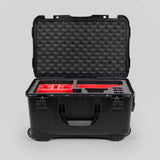 Front view of Black Color Canon C400 Studio Case and Red Layer Custom Foam Insert
