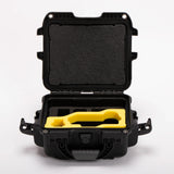 Front view of Black Nikon Compact Camera Case for Z8, Z7 lI, Z6 lI, Z6 III with Yellow Layer Custom Foam Insert