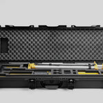 Front view of Foama Fortified Black Color Hard Case and Custom Foam Insert with Yellow Layer for DJI D-RTK 2 Mobile Station