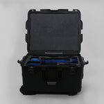 Front view of Black ARRI Alexa 35 Studio Case with Blue Custom Foam Insert for Alexa Camera And Accessories