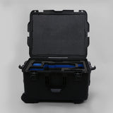 Front view of Black ARRI Alexa 35 Studio Case with Blue Custom Foam Insert for Alexa Camera And Accessories