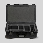 Front view of Black Color ARRI HI-5 Carry-On Case with Black Layer Custom Foam Insert