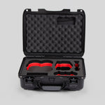 Front view of DJI Avata 2 Fly More Combo Black Color Waterproof Hard Case and Custom Foam Insert with a Red Layer