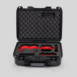 Front view of DJI Avata 2 Fly More Combo Black Color Waterproof Hard Case and Custom Foam Insert with a Red Layer