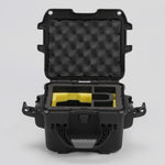 Front view of DJI Zenmuse H30T Black Color Storage and Carrying Case and Custom Foam Insert with a Yellow Layer