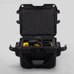 Front view of Black Color DJI Zenmuse H30T Carry-On Case with Yellow Layer Custom Foam Insert