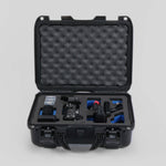 Front view of Foama Black Color Carry-on case and Blue Foam Insert for Sony FX-3 and Essential Accessories