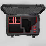 Top view of Black Color Canon C400 Studio Case and Red Layer Custom Foam Insert