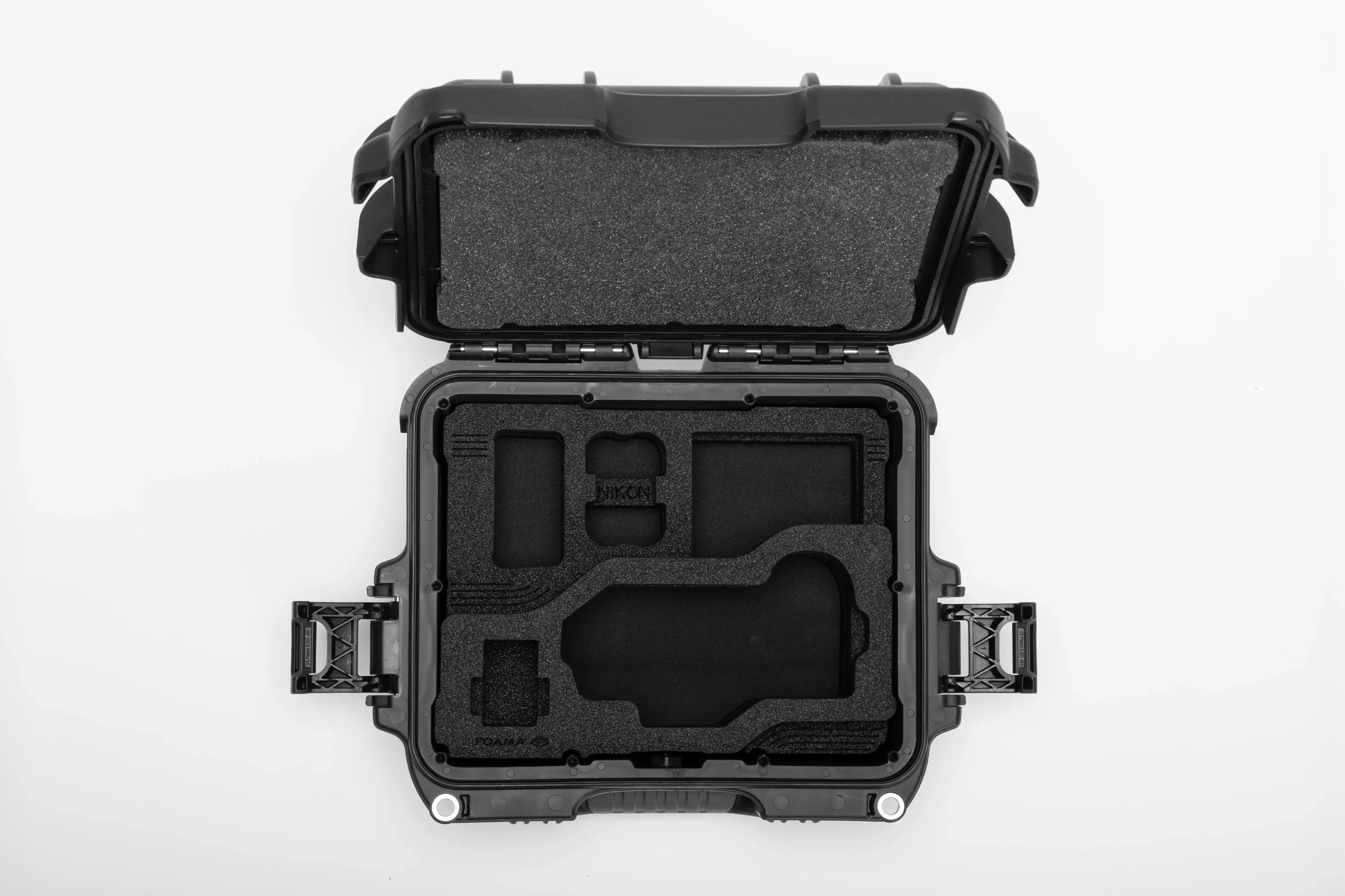 Top view of Black Nikon Compact Camera Case for Z8, Z7 lI, Z6 lI, Z6 III with Black Layer Custom Foam Insert