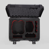 Top view of DJI Avata 2 Fly More Combo Black Color Waterproof Hard Case and Custom Foam Insert with a Red Layer