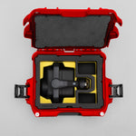 Top view of Red Color DJI Zenmuse H30T Carry-On Case with Yellow Layer Custom Foam Insert