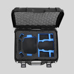 Top View of a DJI Mini 3 & 4 Pro Black Color Hard Case with Custom Blue Foam Insert
