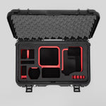 Top view of Black Color Canon C400 Camera Carry-on Case and Red Layer Custom Foam Insert