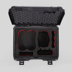 Top view of DJI Avata 2 Fly More Combo Black Color Waterproof Hard Case and Custom Foam Insert with a Red Layer