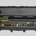 Top view of Foama Fortified Black Color Hard Case and Custom Foam Insert with Yellow Layer for DJI D-RTK 2 Mobile Station