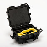 Angle view of Black Nikon Compact Camera Case for Z8, Z7 lI, Z6 lI, Z6 III with Yellow Layer Custom Foam Insert