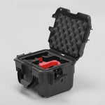 Angled view of DJI Neo Black Color Adventure Ready Compact Waterproof Carry-on Case and Custom Foam Insert with a Red Layer for DJI Neo