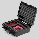 Angled view of Foama Black Color All-Weather Carry-on Case and Custom Foam Insert with a Red Layer for DJI Neo
