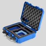 Angled view of Foama Blue Color All-Weather Carry-on Case and Custom Foam Insert with a Blue Layer for DJI Neo