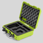 Angled view of Foama Lime Color All-Weather Carry-on Case and Black Custom Foam Insert for DJI Neo