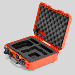 Angled view of Foama Orange Color All-Weather Carry-on Case and Black Custom Foam Insert for DJI Neo