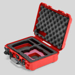 Angled view of Foama Red Color All-Weather Carry-on Case and Custom Foam Insert with a Red Layer for DJI Neo