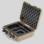 Angled view of Foama Tan Color All-Weather Carry-on Case and Black Custom Foam Insert for DJI Neo