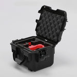 Angled view of DJI Neo Black Color Adventure Ready Compact Waterproof Carry-on Case and Custom Foam Insert with a Red Layer for DJI Neo
