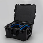 Angled view of ARRI Alexa 35 Black Color Studio Case with Custom Foam Blue Layered Insert