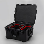 Angled view of ARRI Alexa 35 Black Color Studio Case with Custom Foam Red Layered Insert