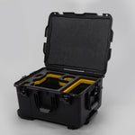Angled view of ARRI Alexa 35 Black Color Studio Case with Custom Foam Yellow Layered Insert
