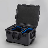 Angled view of ARRI Alexa 35 Graphite Color Studio Case with Blue Layer Custom Foam Insert