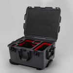 Angled view of ARRI Alexa 35 Graphite Color Studio Case with Red Layer Custom Foam Insert