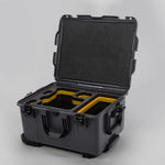 Angled view of ARRI Alexa 35 Graphite Color Studio Case with Yellow Layer Custom Foam Insert