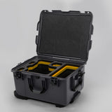 Angled view of ARRI Alexa 35 Graphite Color Studio Case with Yellow Layer Custom Foam Insert