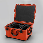 Angled view of ARRI Alexa 35 Orange Color Studio Case with Black Layer Custom Foam Insert