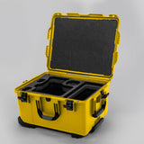 Angled view of ARRI Alexa 35 Yellow Color Studio Case with Black Layer Custom Foam Insert