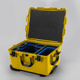 Angled view of ARRI Alexa 35 Yellow Color Studio Case with Blue Layer Custom Foam Insert