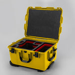 Angled view of ARRI Alexa 35 Yellow Color Studio Case with Red Layer Custom Foam Insert