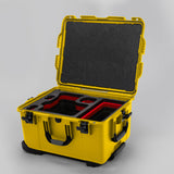Angled view of ARRI Alexa 35 Yellow Color Studio Case with Red Layer Custom Foam Insert