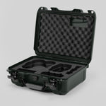Angled view of DJI Avata 2 Fly More Combo Olive Color Waterproof Hard Case and Custom Foam Insert