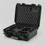 Angled view of DJI Avata 2 Fly More Combo Olive Color Waterproof Hard Case and Custom Foam Insert