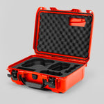 Angled view of DJI Avata 2 Fly More Combo Orange Color Waterproof Hard Case and Custom Foam Insert