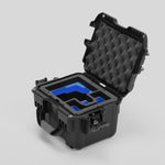 Angled view of DJI Zenmuse H30T Black Color Storage and Carrying Case and Custom Foam Insert with a Blue Layer