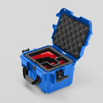 Angled view of DJI Zenmuse H30T Blue Color Storage and Carrying Case and Custom Foam Insert with a Red Layer