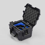 Angled view of DJI Zenmuse H30T Graphite Color Storage and Carrying Case and Custom Foam Insert with a Blue Layer