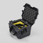 Angled view of DJI Zenmuse H30T Graphite Color Storage and Carrying Case and Custom Foam Insert with a Yellow Layer