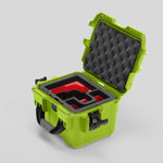 Angled view of DJI Zenmuse H30T Lime Color Storage and Carrying Case and Custom Foam Insert with a Red Layer