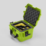 Angled view of DJI Zenmuse H30T Lime Color Storage and Carrying Case and Custom Foam Insert with a Yellow Layer